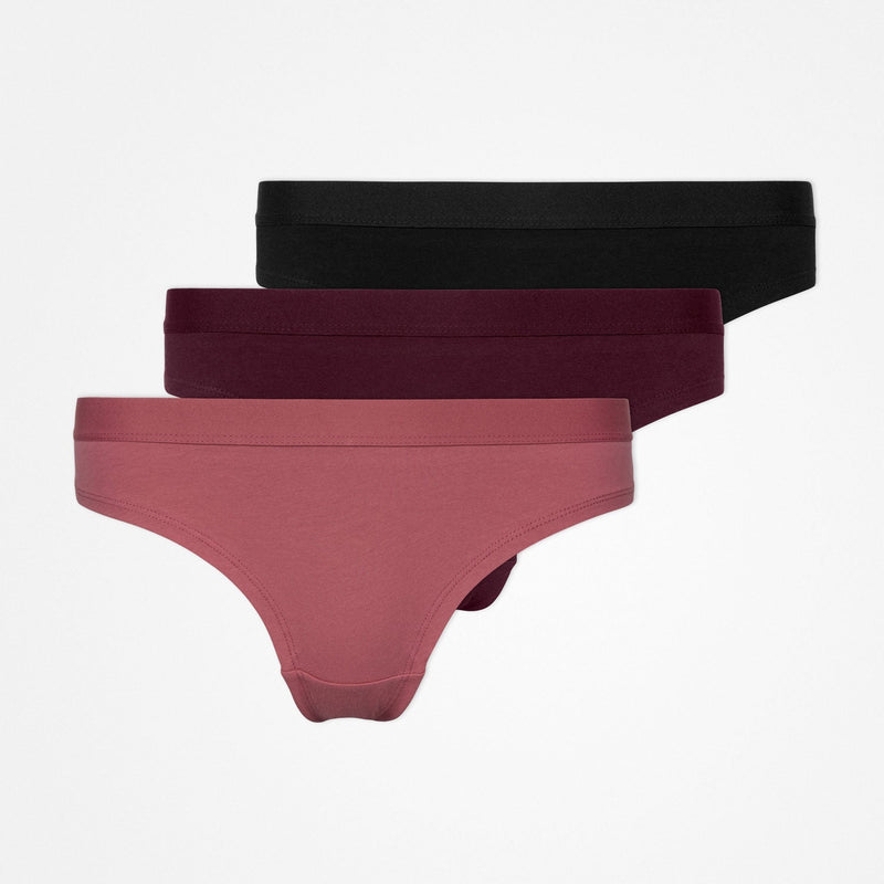 Brazilian Slips mit Gummibund - Unterhosen - Mix (Mauve/Weinrot/Schwarz)