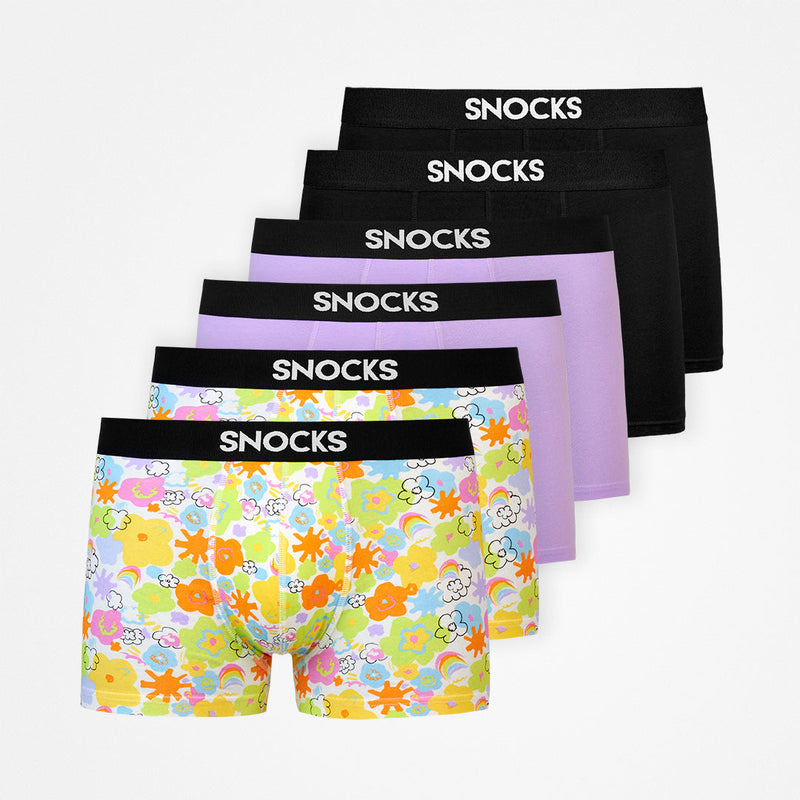 Boxershorts - Unterhosen - Mix (Schwarz/Lila/Print)