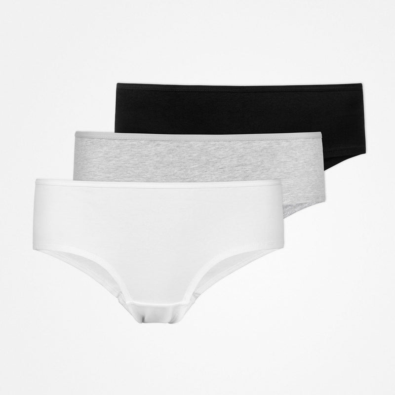 Hipster Panties - Unterhosen - Mix (Weiß/Hellgrau/Schwarz)