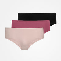 Hipster Panties - Unterhosen - Mix (Apricot/Mauve/Schwarz)