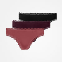 Tangas mit Spitze - Unterhosen - Mix (Mauve/Weinrot/Schwarz)