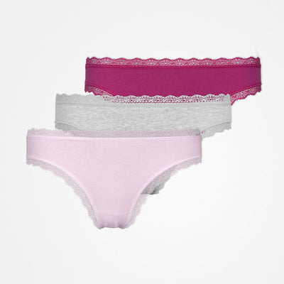 Tangas mit Spitze - Unterhosen - Mix (Rosa/Hellgrau/Pink)