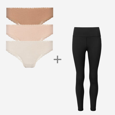 Nicolette Bundle - SNOCKS x Nicolette Brazilian Slips mit Spitze - High Waist Leggings