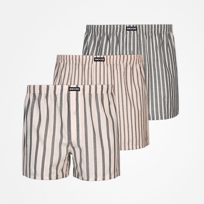 American Boxershorts - Unterhosen - Mix Stripes (Rose/Creme/Schwarz)